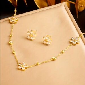 Elegant Gold plated Floral Jewelry Set